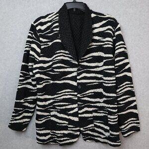 Ubu Reversible‎ Crinkle Jacket Zebra Stripe Button Down Womens 3x Plus Animal